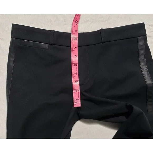 Banana Republic Sloan Fit Pants Women's 6 Black Faux Leather Stripe Down‎ Leg - Picture 10 of 13